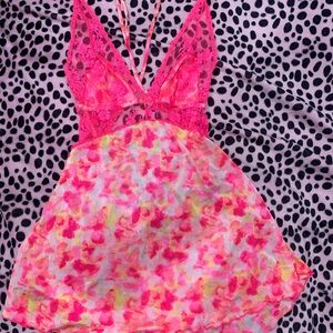 Smart & Sexy Neon Pink Lace Chemise